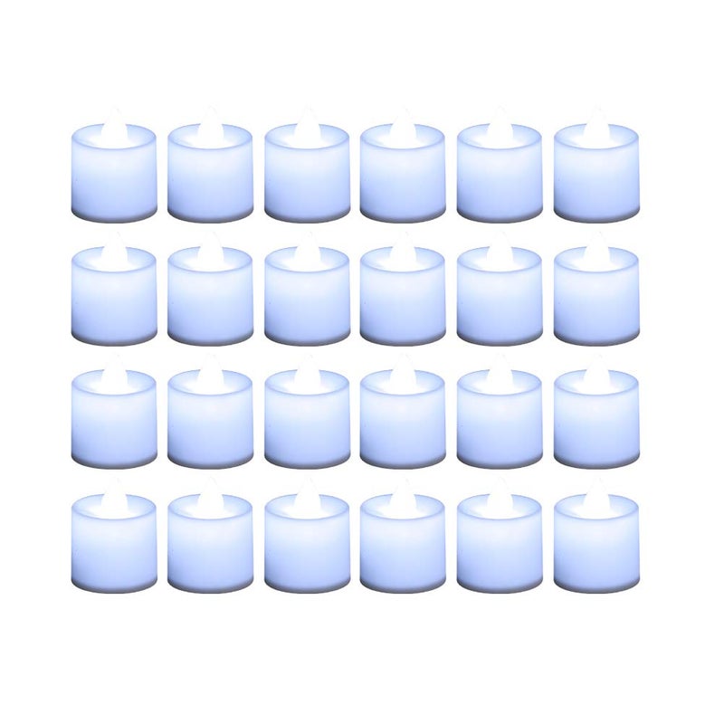 LANKER 24 Pack Flameless Led Tea Lights Candles, Steady Cool White Battery Operated Electronic Fake Candles, Decorations for Christmas, Halloween and Festival Celebration (White) - Image 1